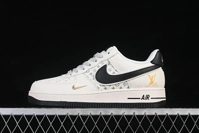 All categories Nk Air Force 1 Air Force series Nk Air Force 1 Low Air Force low-top Nike Air Force 1'07 Low LV joint black and white gold Air Force 1 low-top casual sneakers XX3168-158
